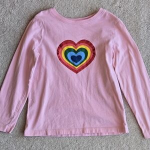 Hanna Andersson Pink Long Sleeve Shirt with Rainbow Heart